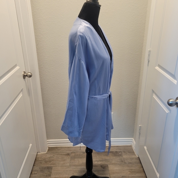 Victoria's Secret Gold Lable Vintage 100% Silk Robe Blue One Size - Picture 2 of 6